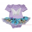 Lavender Baby Bodysuit Peacock Blue Butterfly Pettiskirt & Sparkle White Butterfly Print JS4559